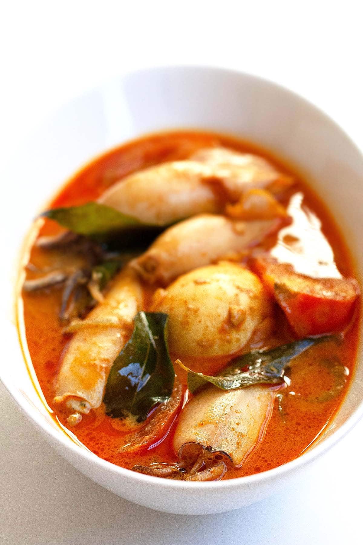 Squid curry in a bowl. 