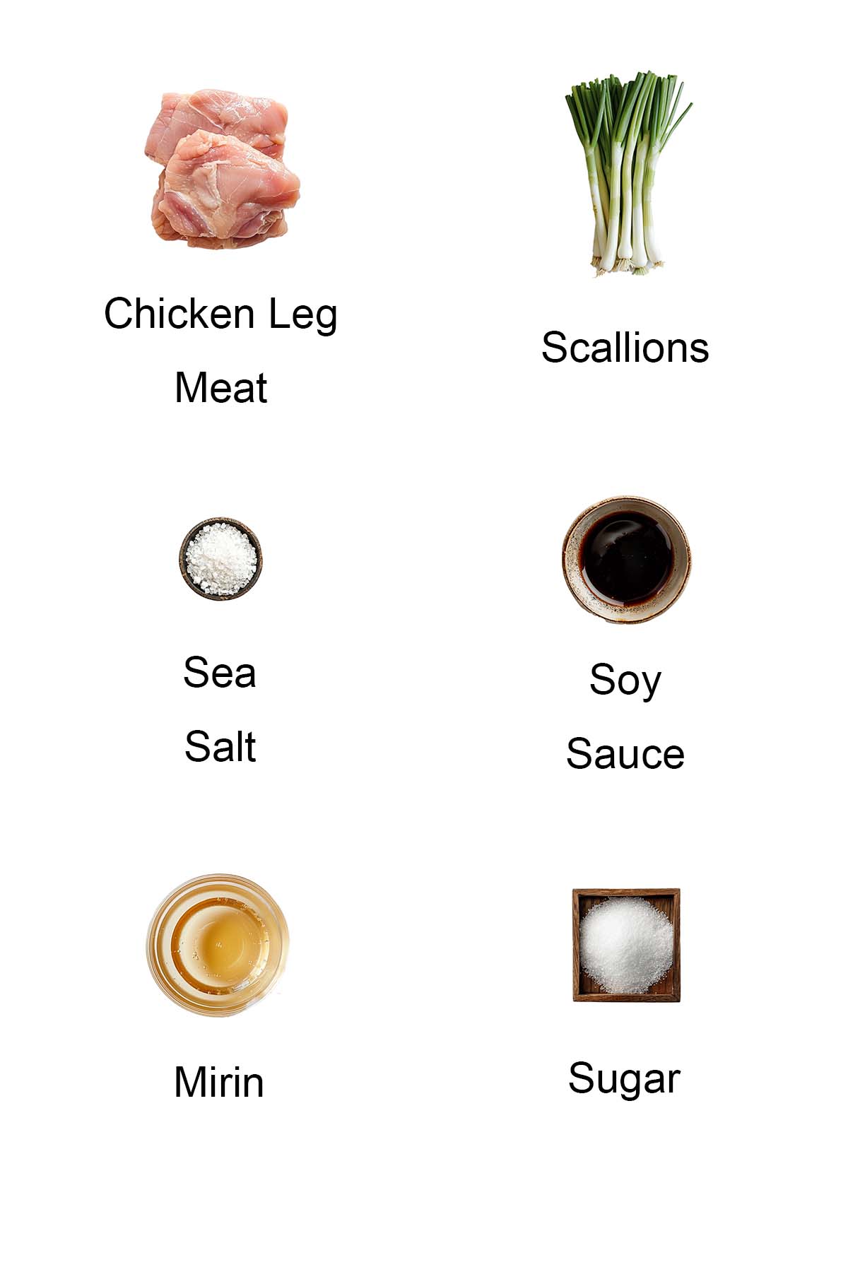 Ingredients for chicken yakitori. 