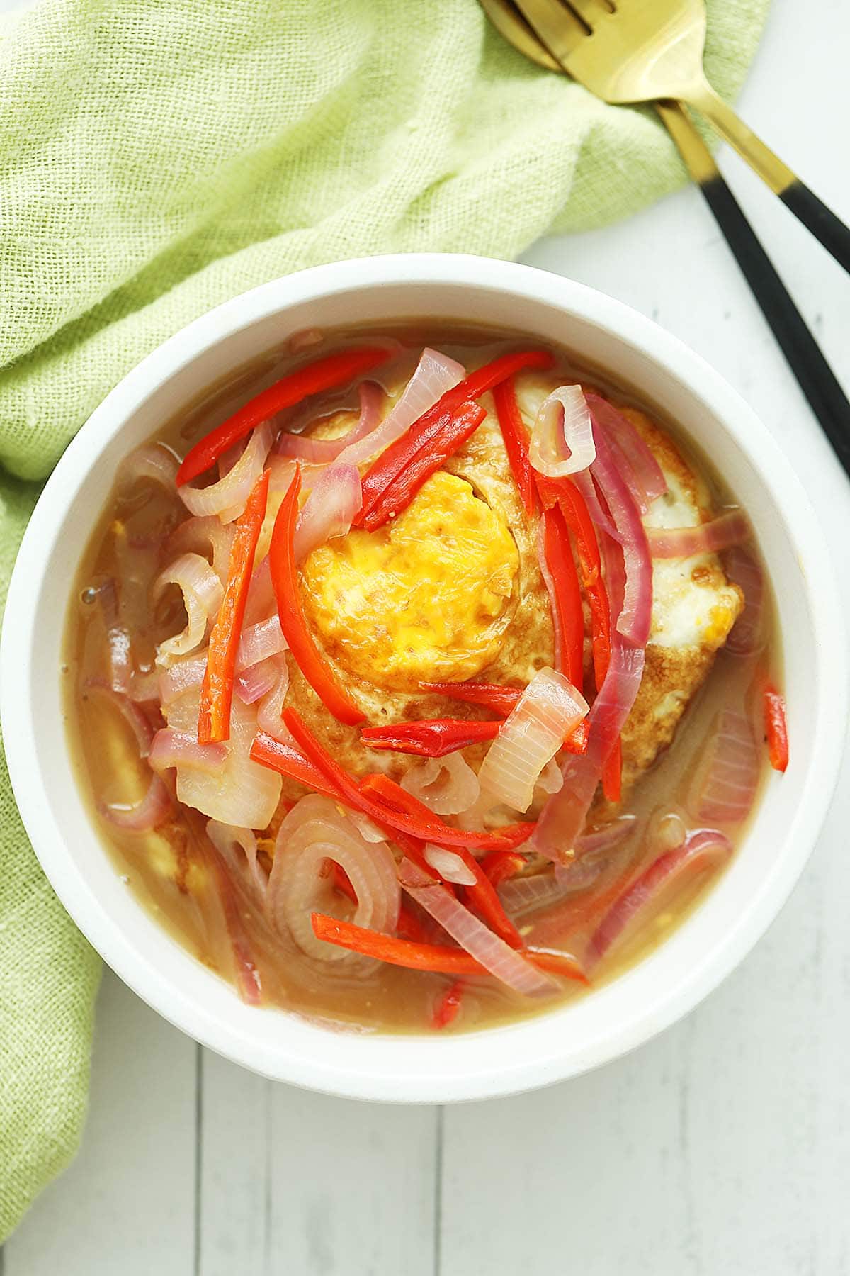 Eggs masak belanda served in a bowl. 