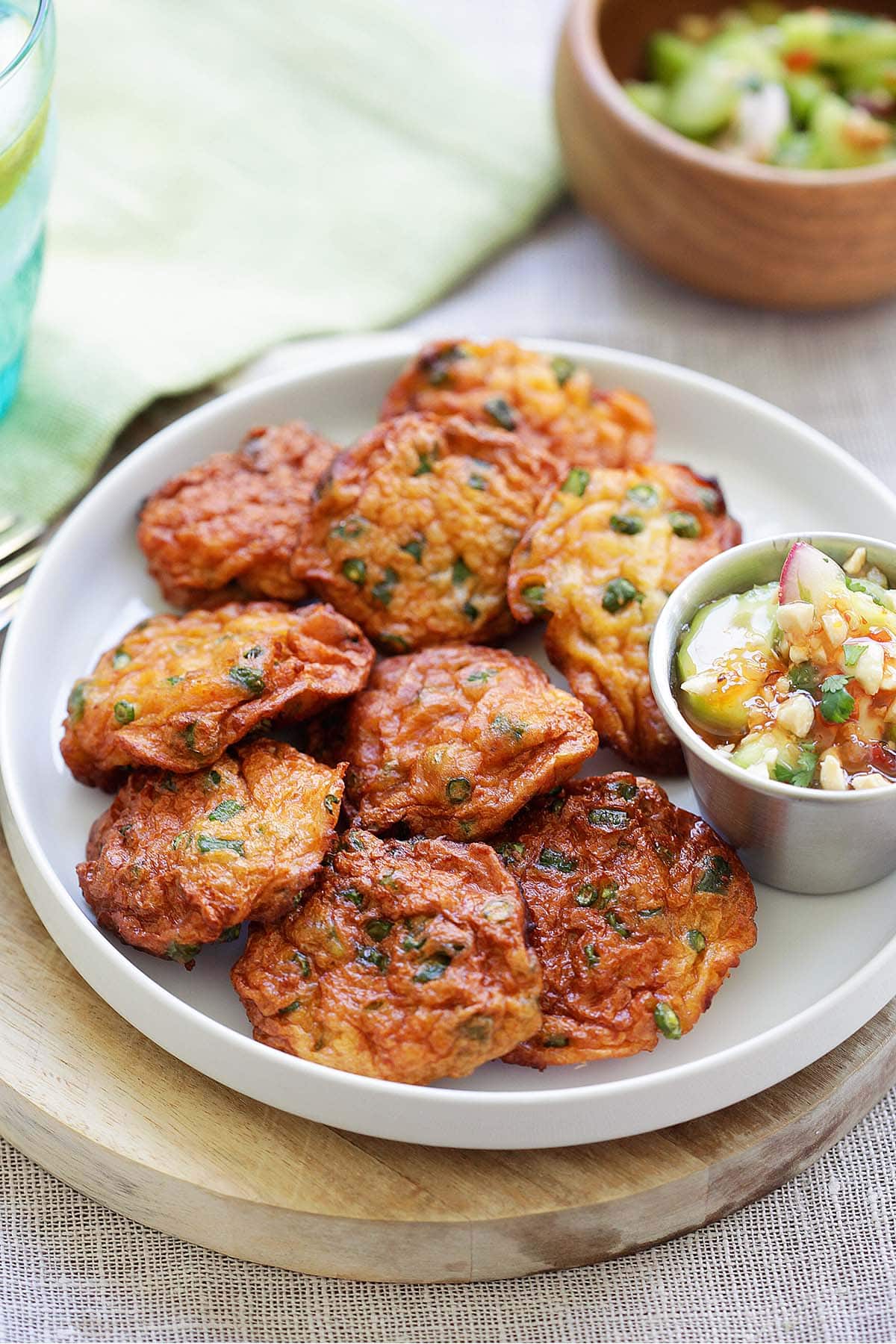 Traditional Thai fish cake served with dipping sauce. 