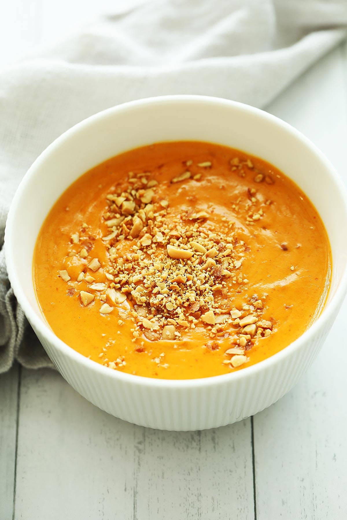 Creamy Thai peanut sauce in a bowl. 