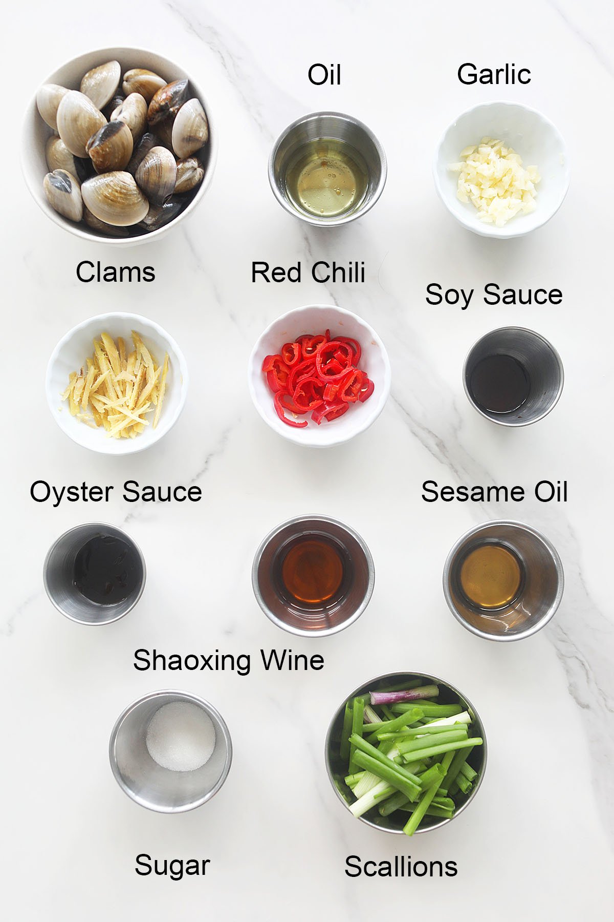 Chinese clams ingredients.