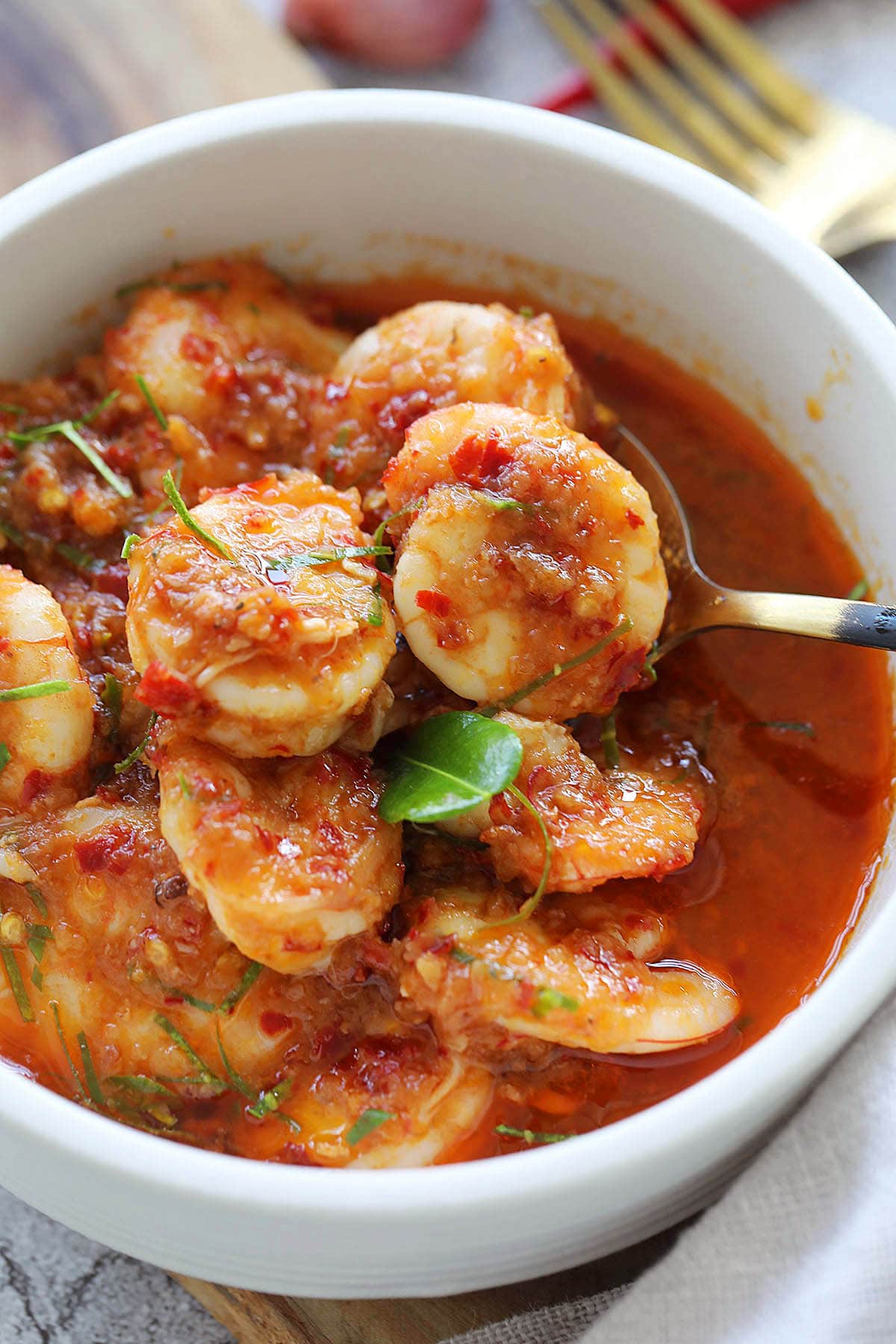 Malaysian style prawn sambal or shrimp sambal. 