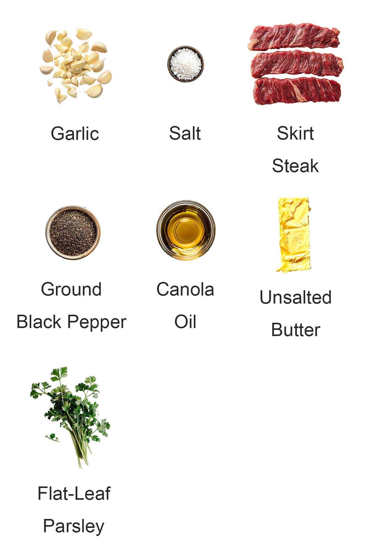 Ingredients for garlic butter Brazilian steak.