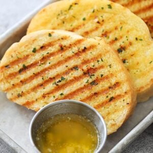 Skillet garlic bread recipe with parmesan cheese.