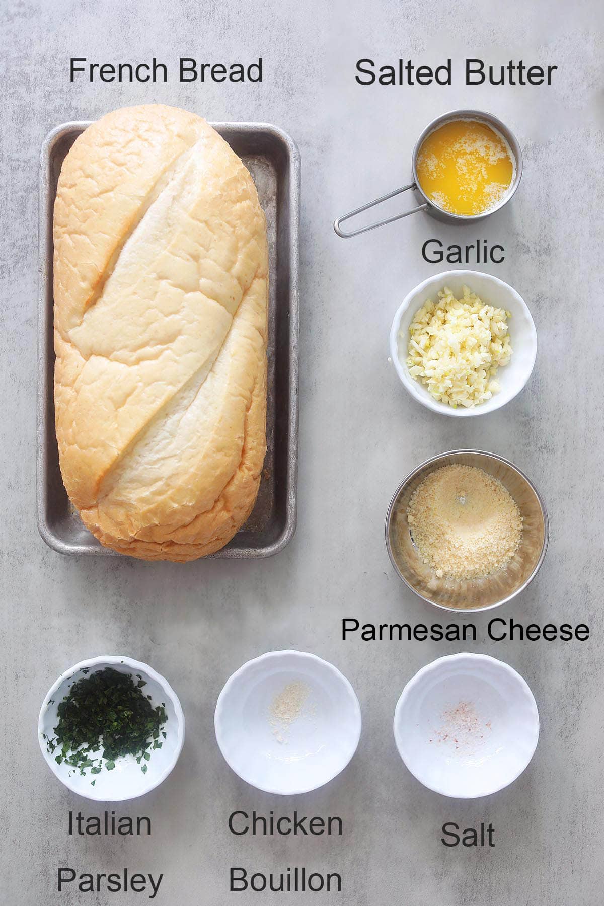 Ingredients for skillet garlic bread.