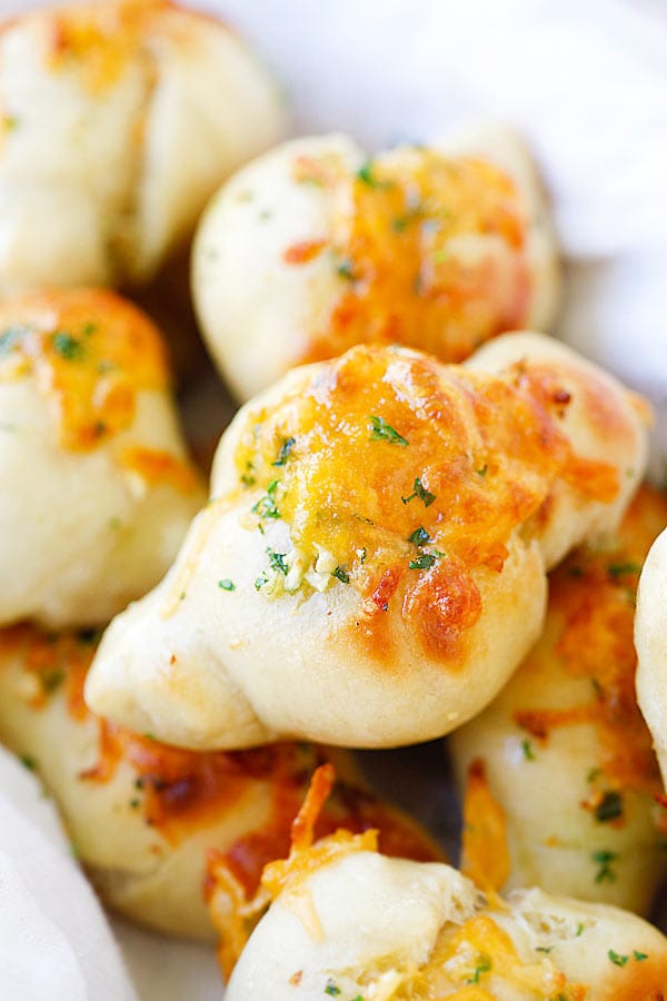 Easy and quick mini cheddar garlic knots.