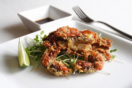 Delicious Japanese recipe featuring soft shell crab that is deep-fried in Panko and served with ginger ponzu sauce